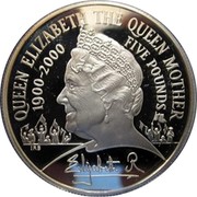 UK Five Pounds 100th Birthday of Queen Mother (Piedfort) 2000 Proof KM# P112 QUEEN ELIZABETH THE QUEEN MOTHER 1900-2000 FIVE POUNDS ELIZABETH R IRB coin reverse UK Five Pounds 100th Birthday of Queen Mother (Piedfort) 2000 Proof KM# P112 QUEEN ELIZABETH THE QUEEN MOTHER 1900-2000 FIVE POUNDS ELIZABETH R IRB coin reverse