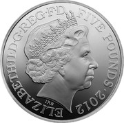 UK Five Pounds Paralympic London 2012 (Piedfort) 2012 ELIZABETH II D G REG F D FIVE POUNDS 2012 IRB coin obverse
