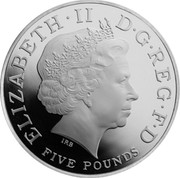 UK Five Pounds Prince George Christening (Piedfort) 2013 Proof ELIZABETH∙II∙D∙G∙REG∙F∙D FIVE POUNDS IRB coin obverse UK Five Pounds Prince George Christening (Piedfort) 2013 Proof ELIZABETH∙II∙D∙G∙REG∙F∙D FIVE POUNDS IRB coin obverse