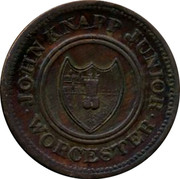 UK Half Penny John Knapp Junior Token 1813 JOHN KNAPP JUNIOR WORCESTER coin obverse UK Half Penny John Knapp Junior Token 1813 JOHN KNAPP JUNIOR WORCESTER coin obverse