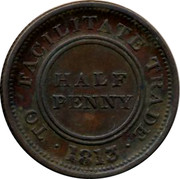 UK Half Penny John Knapp Junior Token 1813 TO FACILITATE TRADE 1813 HALF PENNY coin reverse UK Half Penny John Knapp Junior Token 1813 TO FACILITATE TRADE 1813 HALF PENNY coin reverse