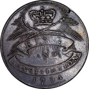 UK Halfpenny Chelmsford Essex Token (King & Constitution) 1794 KING AND CONSTITUTION 1794 coin reverse UK Halfpenny Chelmsford Essex Token (King & Constitution) 1794 KING AND CONSTITUTION 1794 coin reverse