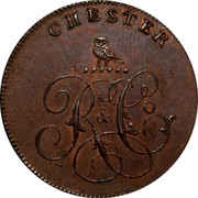 UK Halfpenny Chester Half Penny Token ND CHESTER coin reverse UK Halfpenny Chester Half Penny Token ND CHESTER coin reverse