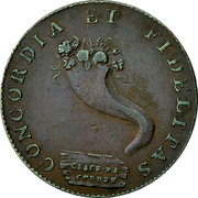 UK Halfpenny (Inverness / MacKintosh - Inglis & Wilson's) CONCORDIA ET FIDELITAS CLACH NA CUDDEN coin reverse UK Halfpenny (Inverness / MacKintosh - Inglis & Wilson's) CONCORDIA ET FIDELITAS CLACH NA CUDDEN coin reverse