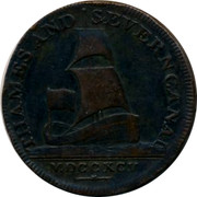Canada Halfpenny Severn Canada MDCCXCV THAMES AND SEVER N CANADA MDCCXCV coin obverse Canada Halfpenny Severn Canada MDCCXCV THAMES AND SEVER N CANADA MDCCXCV coin obverse