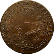 UK Halfpenny The Debtors In Goal ND REMEMBER THE DEBTORSIN GOAL GOTORTH coin reverse