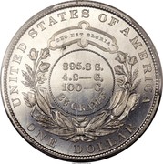 USA One Dollar Metric Pattern 1880 Proof; 5 known UNITED STATES OF AMERICA DEO EST GLORIA 895.8 S. 4.2 - G. 100 - C. 25 GRAMS ONE DOLLAR coin reverse USA One Dollar Metric Pattern 1880 Proof; 5 known UNITED STATES OF AMERICA DEO EST GLORIA 895.8 S. 4.2 - G. 100 - C. 25 GRAMS ONE DOLLAR coin reverse