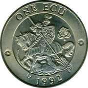 UK One ECU England 1992 ONE ECU 1992 coin reverse