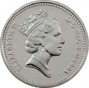 UK One Pound Dragon of Wales (Piedfort) 1995 Proof KM# P20 ELIZABETH II D∙G∙REG∙F∙D∙1995 RDM coin obverse UK One Pound Dragon of Wales (Piedfort) 1995 Proof KM# P20 ELIZABETH II D∙G∙REG∙F∙D∙1995 RDM coin obverse
