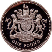 UK One Pound (Royal Arms (Piedfort)) KM# P26 HONI SOIT QUI MAL Y PENSE DIEU ET MON DROIT ONE POUND coin reverse UK One Pound (Royal Arms (Piedfort)) KM# P26 HONI SOIT QUI MAL Y PENSE DIEU ET MON DROIT ONE POUND coin reverse