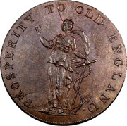 UK ½ Penny (J. Jordan (Essex - Chelmsford)) PROSPERITY TO OLD ENGLAND coin obverse UK ½ Penny (J. Jordan (Essex - Chelmsford)) PROSPERITY TO OLD ENGLAND coin obverse