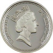 UK Pound 25th Anniversary of Decimal Currency Celtic Cross (Piedfort) 1996 Proof KM# P23 ELIZABETH II D∙G∙REG∙F∙D∙1996 RDM coin obverse