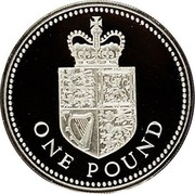 UK Pound Royal Shield (Piedfort) 1988 Proof KM# P8 ONE POUND coin reverse UK Pound Royal Shield (Piedfort) 1988 Proof KM# P8 ONE POUND coin reverse