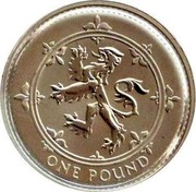 UK Pound (Scottish Arms (Lion) (Piedfort)) KM# P31 ONE POUND coin reverse