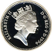 UK Pound Scottish Arms (Piedfort) 1994 Proof KM# P18 ELIZABETH II D∙G∙REG∙F∙D∙1994 RDM coin obverse