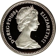 UK Pound Scottish Thistle (Piedfort) 1984 Proof KM# P4 D∙G∙REG∙F∙D∙1984 ELIZABETH∙II coin obverse UK Pound Scottish Thistle (Piedfort) 1984 Proof KM# P4 D∙G∙REG∙F∙D∙1984 ELIZABETH∙II coin obverse