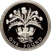 UK Pound Scottish Thistle (Piedfort) 1984 Proof KM# P4 ONE POUND coin reverse UK Pound Scottish Thistle (Piedfort) 1984 Proof KM# P4 ONE POUND coin reverse