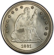 USA Quar. Dol. Seated Liberty 1861 KM# A64.2 LIBERTY coin obverse USA Quar. Dol. Seated Liberty 1861 KM# A64.2 LIBERTY coin obverse