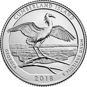 USA Quarter Dollar Cumberland Island National Seashore - Georgia 2018 P CUMBERLAND ISLAND GEORGIA 2018 E PLURIBUS UNUM DW DE coin reverse