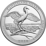 USA Quarter Dollar (Cumberland Island National Seashore - Georgia) CUMBERLAND ISLAND GEORGIA 2018 E PLURIBUS UNUM DW DE coin reverse