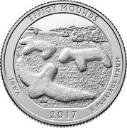 USA Quarter Dollar Effigy Mounds 2017 S Proof KM# 653 EFFIGY MOUNDS IOWA 2017 E PLURIBUS UNUM coin reverse USA Quarter Dollar Effigy Mounds 2017 S Proof KM# 653 EFFIGY MOUNDS IOWA 2017 E PLURIBUS UNUM coin reverse