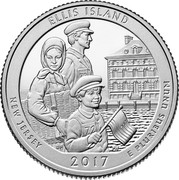 USA Quarter Dollar (Ellis Island) KM# 656 ELLIS ISLAND NEW JERSEY 2017 E PLURIBUS UNUM coin reverse USA Quarter Dollar (Ellis Island) KM# 656 ELLIS ISLAND NEW JERSEY 2017 E PLURIBUS UNUM coin reverse