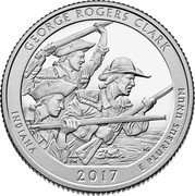 USA Quarter Dollar George Rogers Clark 2017 Proof KM# 657a GEORGE ROGERS CLARK INDIANA 2017 E PLURIBUS UNUM IG coin reverse USA Quarter Dollar George Rogers Clark 2017 Proof KM# 657a GEORGE ROGERS CLARK INDIANA 2017 E PLURIBUS UNUM IG coin reverse
