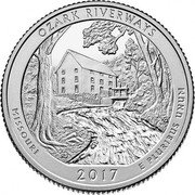 USA Quarter Dollar Ozark Riverways 2017 D KM# 655 OZARK RIVERWAYS MISSOURI 2017 E PLURIBUS UNUM coin reverse USA Quarter Dollar Ozark Riverways 2017 D KM# 655 OZARK RIVERWAYS MISSOURI 2017 E PLURIBUS UNUM coin reverse