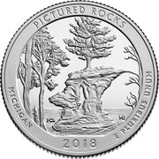 USA Quarter Dollar (Pictured Rocks) PICTURED ROCKS MICHIGAN 2018 E PLURIBUS UNUM coin reverse