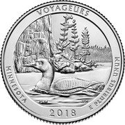 USA Quarter Dollar Voyageurs National Park - Minnesota 2018 D VOYAGEURS MINNESOTA 2018 E PLURIBUS UNUM PLM JFM coin reverse