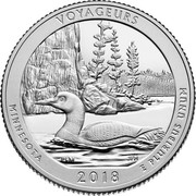 USA Quarter Dollar (Voyageurs National Park - Minnesota) VOYAGEURS MINNESOTA 2018 E PLURIBUS UNUM PLM JFM coin reverse