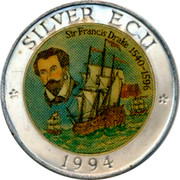 UK Silver ECU Sir Francis Drake (Colored) 1994 SILVER ECU 1994 coin reverse UK Silver ECU Sir Francis Drake (Colored) 1994 SILVER ECU 1994 coin reverse