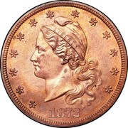 USA Twenty Dol. Amazonian Pattern 1872 About a dozen known KM# Pn1310 LIBERTY 1872 coin obverse