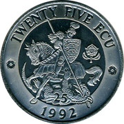 UK Twenty Five ECU (Exonumia) TWENTY FIVE ECU 1992 coin reverse UK Twenty Five ECU (Exonumia) TWENTY FIVE ECU 1992 coin reverse