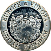 UK Twenty Five ECU Thames 1993 EUROPE EUROPA UNITED KINGDOM coin obverse UK Twenty Five ECU Thames 1993 EUROPE EUROPA UNITED KINGDOM coin obverse