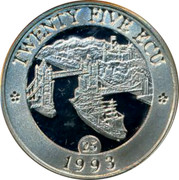 UK Twenty Five ECU Thames 1993 TWENTY FIVE ECU 1993 25 coin reverse UK Twenty Five ECU Thames 1993 TWENTY FIVE ECU 1993 25 coin reverse