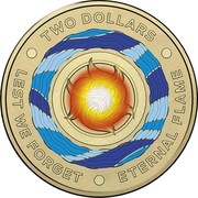 Australia Two Dollars (Eternal Flame) TWO DOLLARS LEST WE FORGET ETERNAL FLAME coin reverse Australia Two Dollars (Eternal Flame) TWO DOLLARS LEST WE FORGET ETERNAL FLAME coin reverse