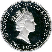 UK Two Pounds 50th Anniversary - End of World War II (Piedfort) 1995 Proof KM# P21 ELIZABETH∙II∙DEI∙GRATIA∙REGINA∙F∙D ∙ TWO POUNDS ∙ RDM coin obverse UK Two Pounds 50th Anniversary - End of World War II (Piedfort) 1995 Proof KM# P21 ELIZABETH∙II∙DEI∙GRATIA∙REGINA∙F∙D ∙ TWO POUNDS ∙ RDM coin obverse