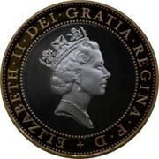 UK Two Pounds History of Technological Achievement (Piedfort) 1997 Proof KM# P27 ELIZABETH II DEI GRATIA REGINA F D RDM coin obverse UK Two Pounds History of Technological Achievement (Piedfort) 1997 Proof KM# P27 ELIZABETH II DEI GRATIA REGINA F D RDM coin obverse