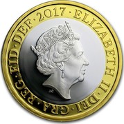UK Two Pounds Jane Austen (Piedfort) 2017 ELIZABETH II∙DEI∙GRA∙REG∙FID∙DEF∙2017∙ J.C coin obverse