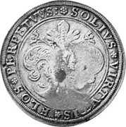 Russia Yefimok 1655 KM# 408 Empire Countermarked coinage SOLIVS VIRTVTIS FLOS PERPETVVS coin reverse Russia Yefimok 1655 KM# 408 Empire Countermarked coinage SOLIVS VIRTVTIS FLOS PERPETVVS coin reverse