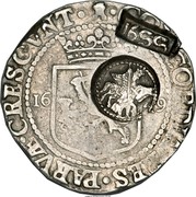 Russia Yefimok Alexey Mikhailovich (Countermarked over Zeeland Rijksdaalder 1649) 1655 KM# 427 1655 CONCORDIA RES PARVAE CRESCVNT coin obverse Russia Yefimok Alexey Mikhailovich (Countermarked over Zeeland Rijksdaalder 1649) 1655 KM# 427 1655 CONCORDIA RES PARVAE CRESCVNT coin obverse