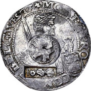 Russia Yefimok Countermarked over Spanish Netherlands Patagon 1625 1655 KM# 422 MO ∙ ARG PRO ∙ CON FOE ∙ BELG ∙ WESTFRI (1655) coin obverse Russia Yefimok Countermarked over Spanish Netherlands Patagon 1625 1655 KM# 422 MO ∙ ARG PRO ∙ CON FOE ∙ BELG ∙ WESTFRI (1655) coin obverse