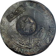 Russia 1 Yefimok Countermarked over Overijssel Rijksdaalder 1620 1655  1655 coin obverse Russia 1 Yefimok Countermarked over Overijssel Rijksdaalder 1620 1655  1655 coin obverse