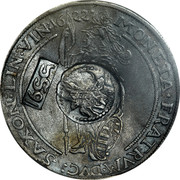 Russia 1 Yefimok Countermarked over Saxe-Weimar Taler 1622 1655  1622 MONETA FRATRVM DVC:SAXON:LIN:VIN:1622 coin obverse Russia 1 Yefimok Countermarked over Saxe-Weimar Taler 1622 1655  1622 MONETA FRATRVM DVC:SAXON:LIN:VIN:1622 coin obverse