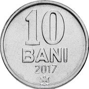 Moldova 10 Bani National Arms 2017 KM# 7 10 BANI 2005 coin reverse Moldova 10 Bani National Arms 2017 KM# 7 10 BANI 2005 coin reverse