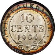 Canada 10 Cents Edward VII 1903 KM# 8 ∙ NEW FOUNDLAND ∙ 10 CENTS H coin reverse Canada 10 Cents Edward VII 1903 KM# 8 ∙ NEW FOUNDLAND ∙ 10 CENTS H coin reverse