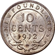 Canada 10 Cents George V 1912 KM# 14 ∙ NEWFOUNDLAND ∙ 10 CENTS coin reverse Canada 10 Cents George V 1912 KM# 14 ∙ NEWFOUNDLAND ∙ 10 CENTS coin reverse