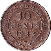 Canada 10 Cents George VI 1938 KM# 20 NEWFOUNDLAND 10 CENTS 1943 C coin reverse Canada 10 Cents George VI 1938 KM# 20 NEWFOUNDLAND 10 CENTS 1943 C coin reverse