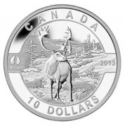Canada 10 Dollars The Caribou 2013 Proof KM# 1421 ELIZABETH II D ∙ G ∙ REGINA coin obverse Canada 10 Dollars The Caribou 2013 Proof KM# 1421 ELIZABETH II D ∙ G ∙ REGINA coin obverse